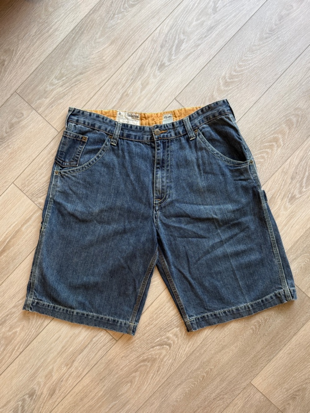 Timberland Men's Size 36 Blue Denim Carpenter Shorts Vintage 90s Relaxed Fit